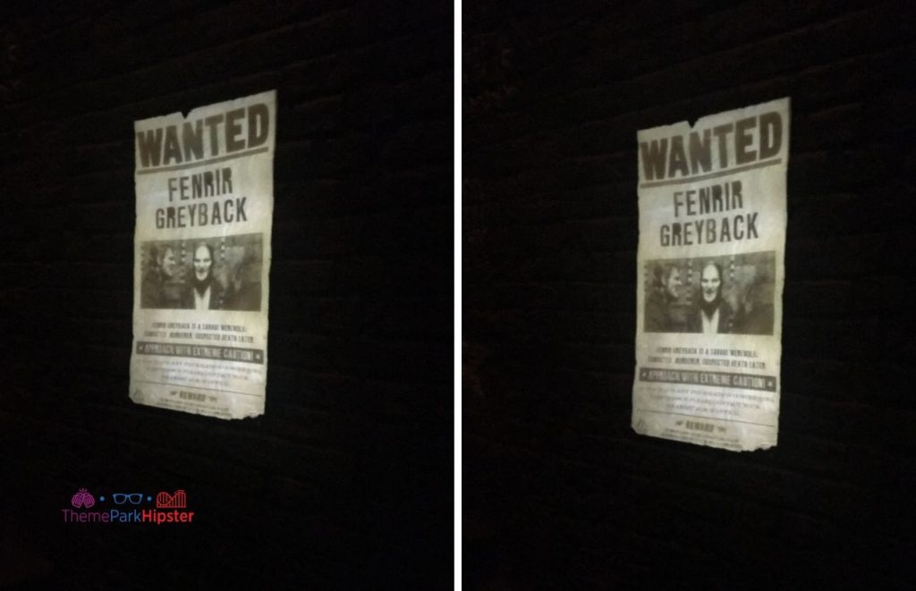 Universal Orlando Resort Fenrir Greyback poster in Knockturn Alley of Diagon Alley in the Wizarding World of Harry Potter