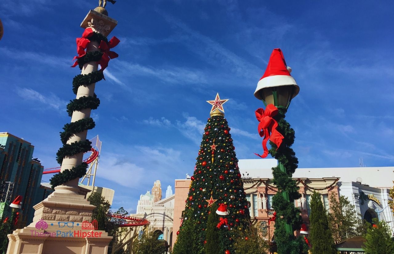 Universal Orlando Resort Giant Christmas Tree in Central Park of Universal Studios Florida