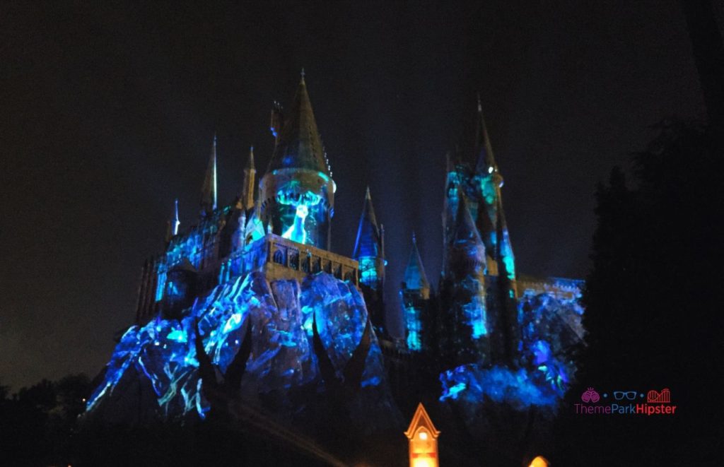 Universal Orlando Resort Hogwarts Castle Nighttime Show Dark Arts in Wizarding World of Harry Potter Hogsmeade Islands of Adventure (2)