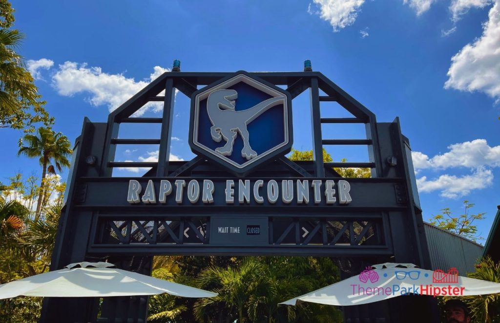 Universal Orlando Resort Raptor Encounter Entrance in Jurassic Park World at Islands of Adventure. Keep reading to get the best Jurassic World Velocicoaster photos.