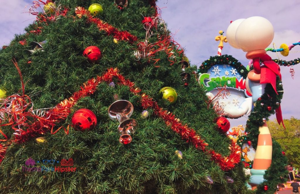 Universal Orlando Resort Seuss Landing Entrance at Christmas Islands of Adventure for the 2023 Grinchmas festivities.