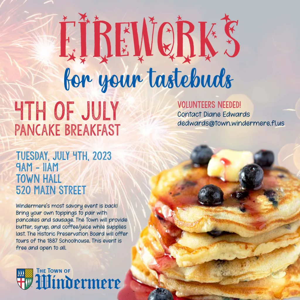 Windermere 4th of July Pancake Breakfast. Keep reading to see what you can do for the 4th of July in Orlando on Independence Day.