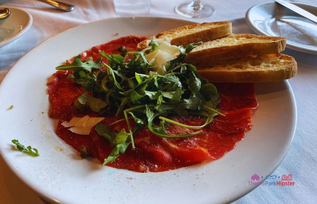 The BOATHOUSE Orlando beef carpaccio. One of the best things to do at Disney World for Valentine's Day.
