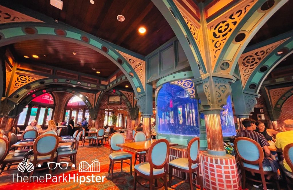 Universal Orlando Resort Lombard's Landing Seafood Restaurant at Universal Studios Florida interior. Keep reading to learn about the best Universal Orlando Resort restaurants for solo travelers.