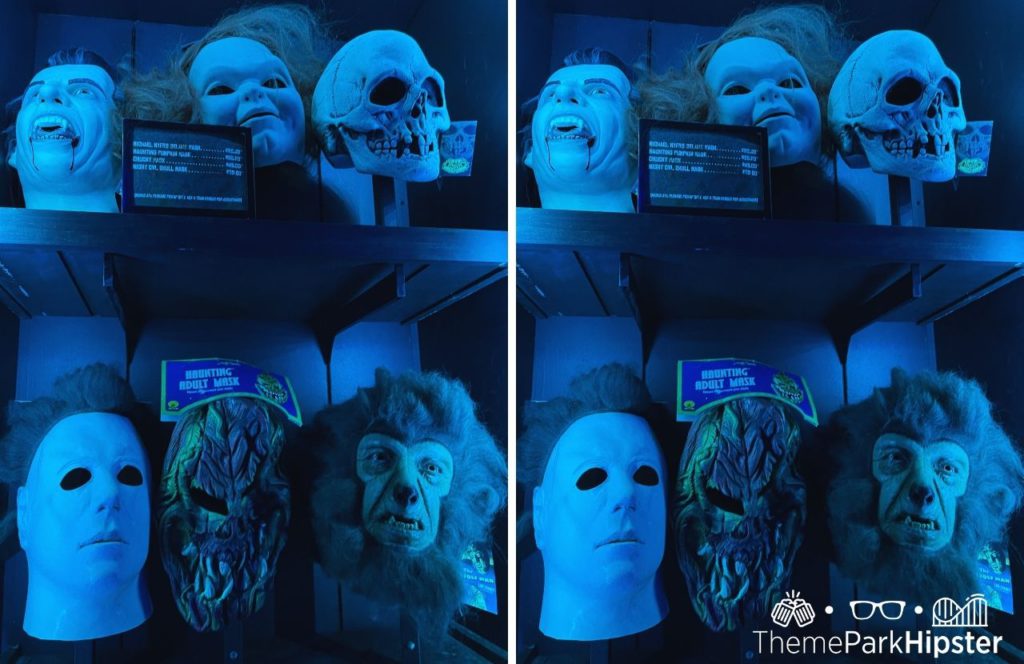 Classic horror masks merchandise for HHN 31 in the Tribute Store for Halloween Horror Nights 2022 at Universal Orlando. Keep reading to learn more about the best hotels near Halloween Horror Nights.