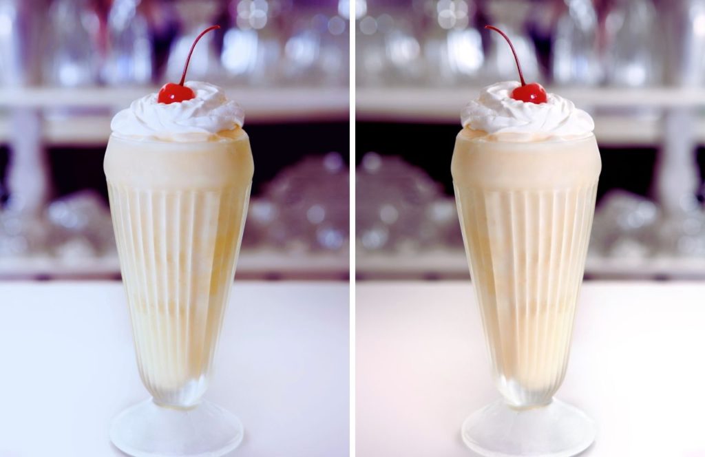PB and J Milkshake in Glass with Cherry and whip cream on Top from Disney Prime Time Cafe in Hollywood Studios. Keep reading to learn about where to get the best drinks at Hollywood Studios.