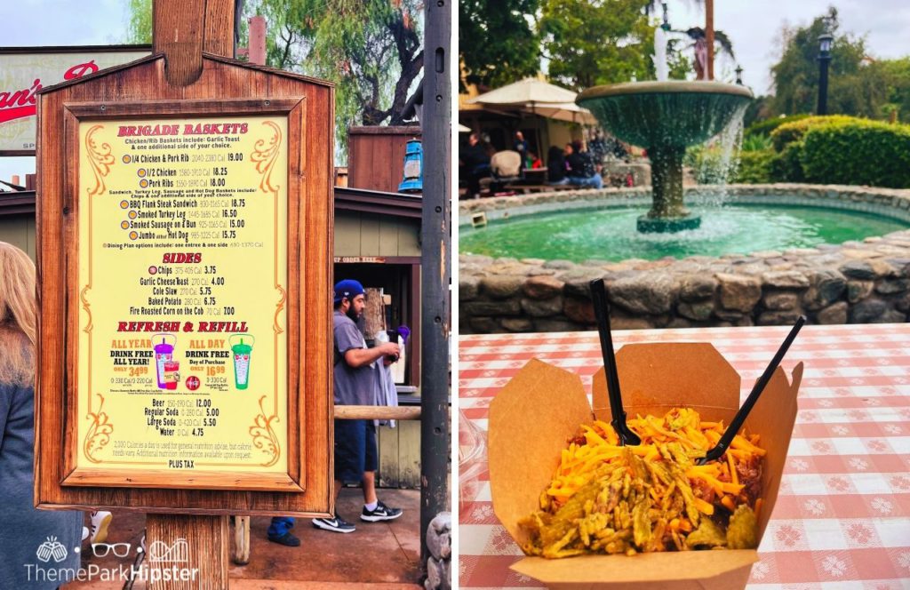 2024 Brigade Baskets Menu for Food at Knott's Berry Farm at Halloween Knott's Scary Farm. Keep reading to get the best food at Knott's Berry Farm and the best things to eat.