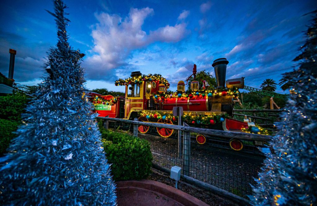 Holiday Train Ride during Busch Gardens Christmas Town. Keep reading to get the full guide on doing Christmas at Busch Gardens Tampa!