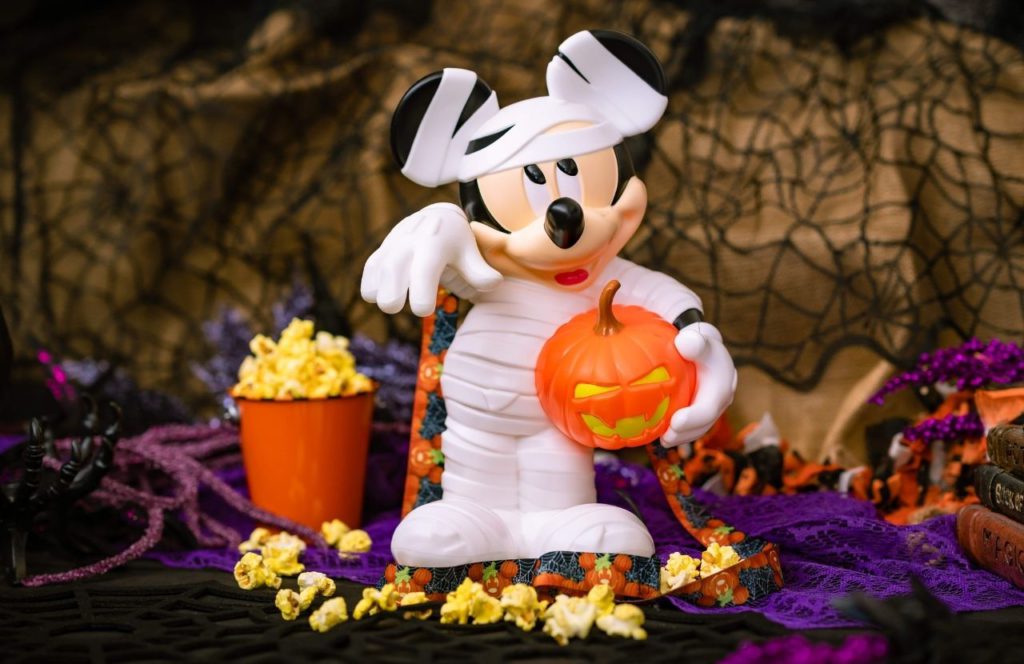 Mickey Mummy Glow-in-the-Dark Premium Bucket Halloween at Disneyland and Disney California Adventure Oogie Boogie Bash Party Food, Tips, Dates and more Disney Halloween Guide.