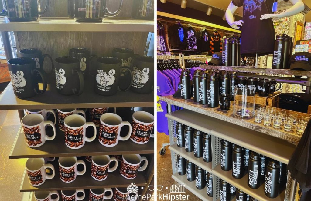 Mugs and cup and merchandise at Knott's Berry Farm at Halloween Knott's Scary Farm