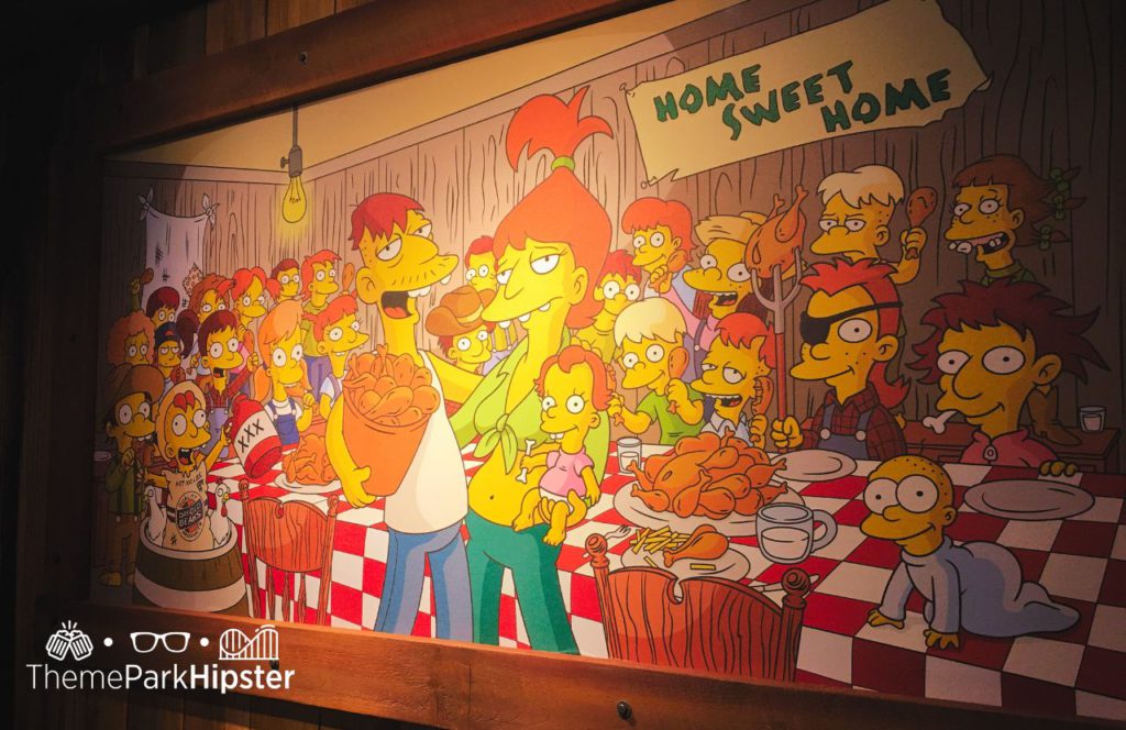 Springfield USA Simpsons Land Cletus Chicken Shack Family Mural Painting at Universal Studios Hollywood California