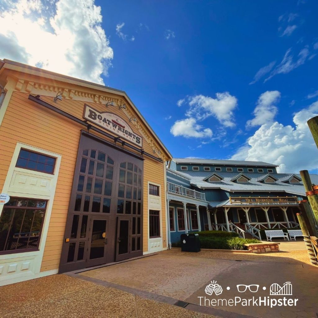 Boatwrights Dining Hall at Disney Port Orleans Resort Exterior. Keep reading to learn how to do Thanksgiving Day at Disney World.