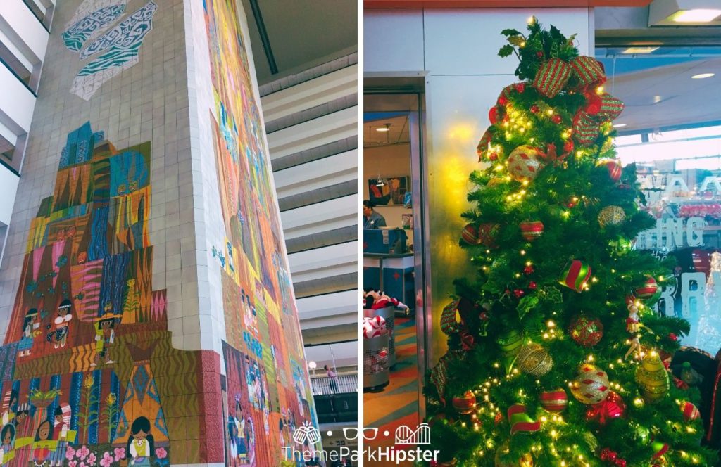 Disney Contemporary Resort Christmas Tree and decor. One of the best things to Do at Disney World for Christmas. Keep reading to learn more about your Disney Christmas trip and the Disney Christmas decorations.