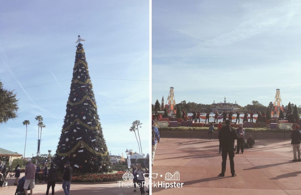 Large Christmas Tree at Epcot next to Joyful singing. One of the best things to Do at Disney World for Christmas 2023