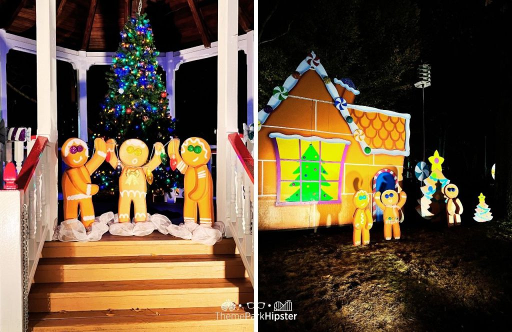 Festive Gingerbread men decor at Kennywood Christmas Lights at the Holiday Lights Event 2023.