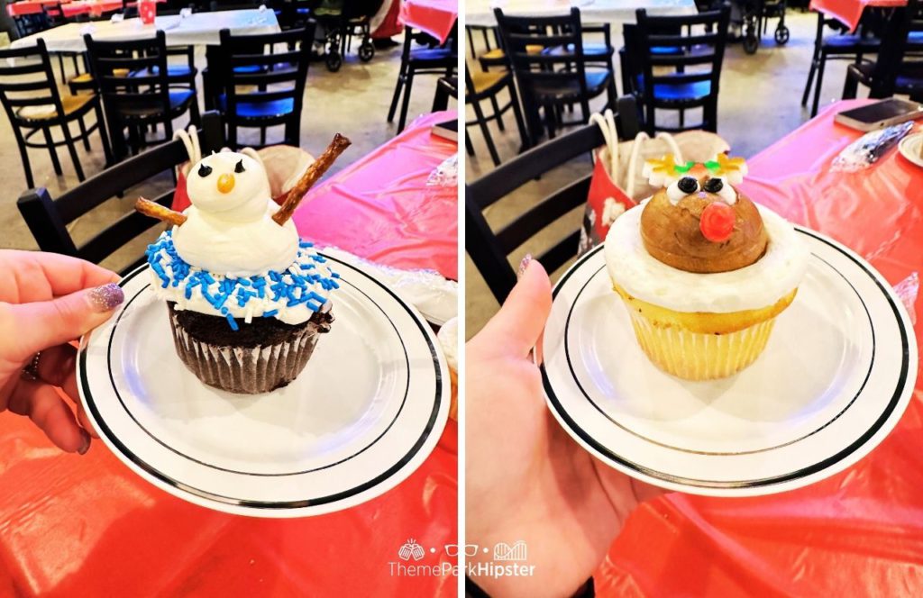 Snowman and Reindeer cupcakes at Kennywood Christmas Lights at the Holiday Lights Event 2023