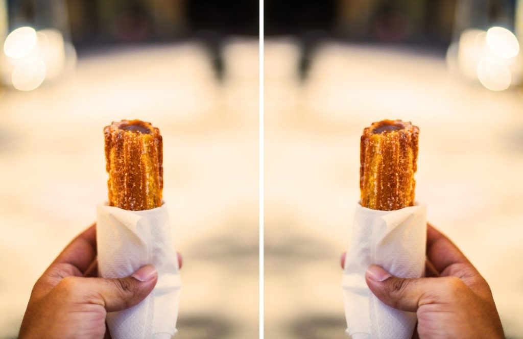 2024 Knott's Berry Farm in California Stuffed Churros with Chocolate. Keep reading to get the best food at Knott's Berry Farm and the best things to eat.