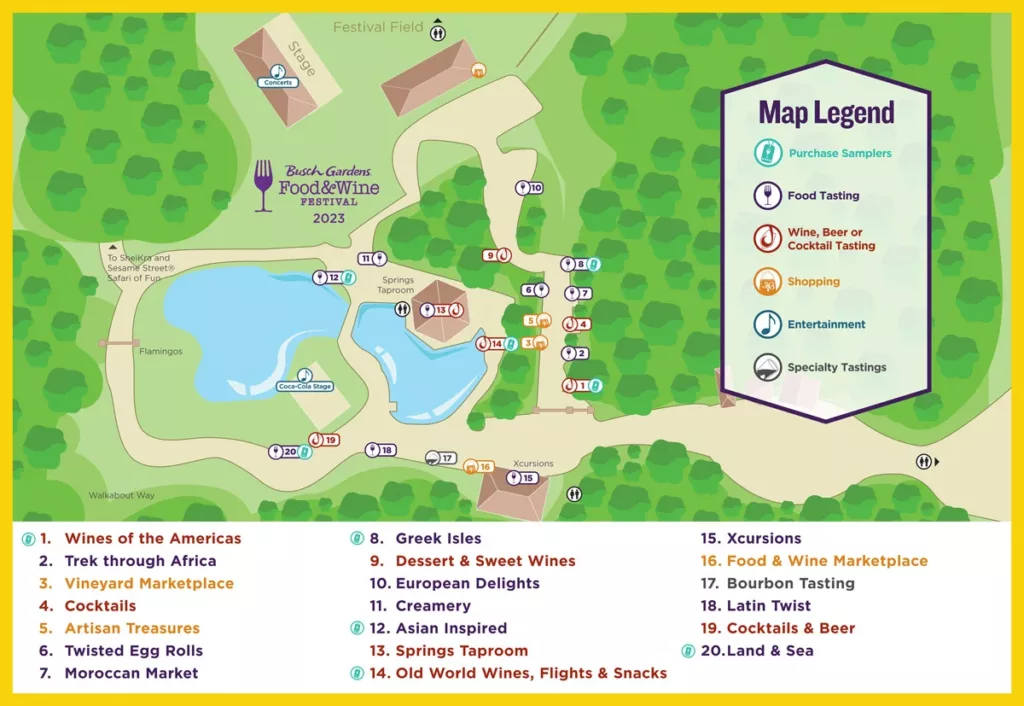 2023 Busch Gardens Tampa Food and Wine Festival Map