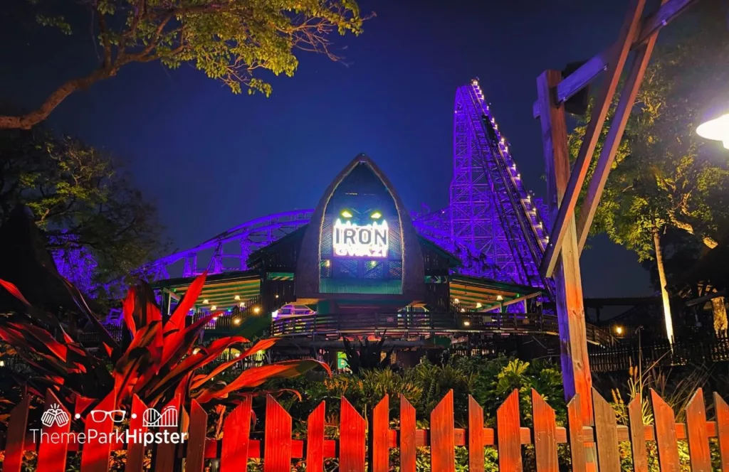 Busch Gardens Tampa Food and Wine Festival Iron Gwazi entrance at night