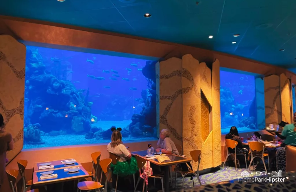 Coral Reef Restaurant at Epcot in Disney World Dining Room with aquarium