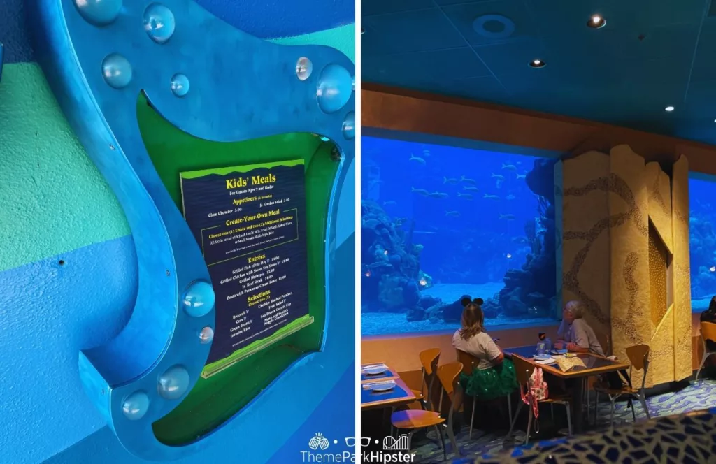 Coral Reef Restaurant at Epcot in Disney World Menu