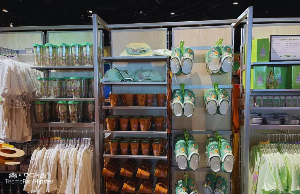 Epcot Flower and Garden Festival Merchandise Cups Hats and Croc Shoes. Keep reading to know what to pack and what to wear to Disney World in July for your packing list.