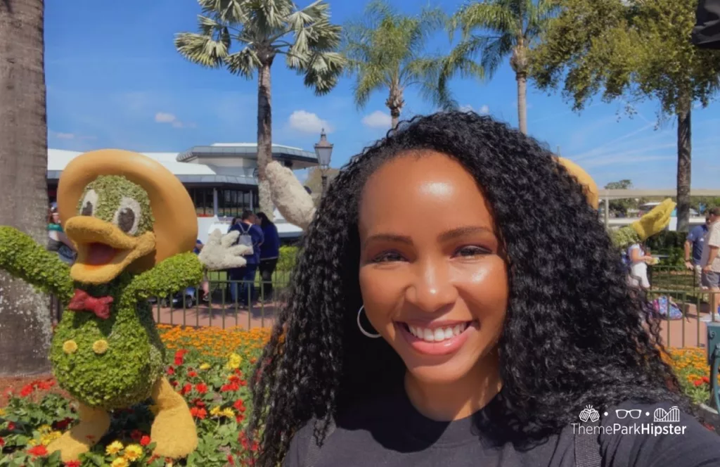 Epcot Flower and Garden Festival 2023 Three Caballeros Topiary with Donald Duck and NikkyJ. Guide to the Best rides at Epcot for Solo Travelers.
