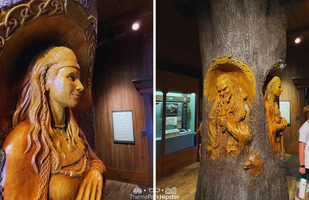 Epcot Norway Pavilion Gods and Vikings Pavilion Display at Walt Disney World Wooden Carvings