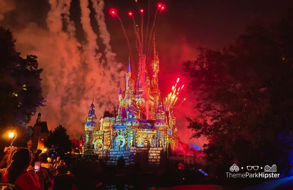 Mickey's Not So Scary Halloween Party at Disney's Magic Kingdom Theme Park Fireworks Show over Cinderella Castle one of the best things to do at Disney World in the Summer!