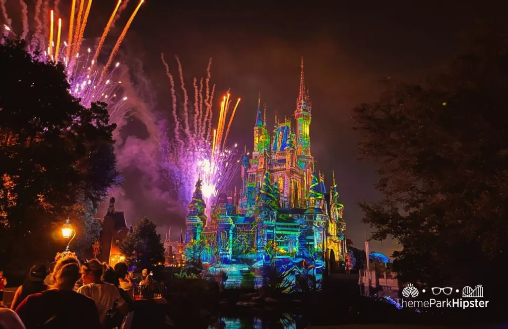 Mickey's Not So Scary Halloween Party at Disney's Magic Kingdom Theme Park Fireworks Show over Cinderella Castle. Keep reading to get the best solo travel quotes for Disney.