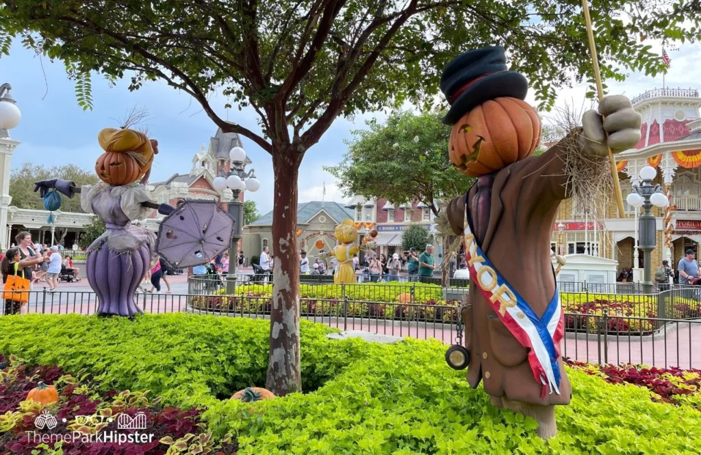Mickey's Not So Scary Halloween Party at Disney's Magic Kingdom Theme Park Main Street USA Mayor Scarecrows