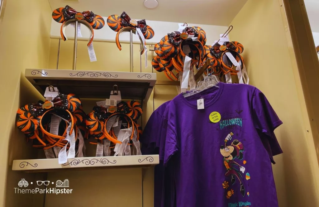 Mickey's Not So Scary Halloween Party at Disney's Magic Kingdom Theme Park Merchandise Minnie and Minnie Mouse Ears with Purple Shirt. Keep reading to know what to pack and what to wear to Disney World in August for your packing list.