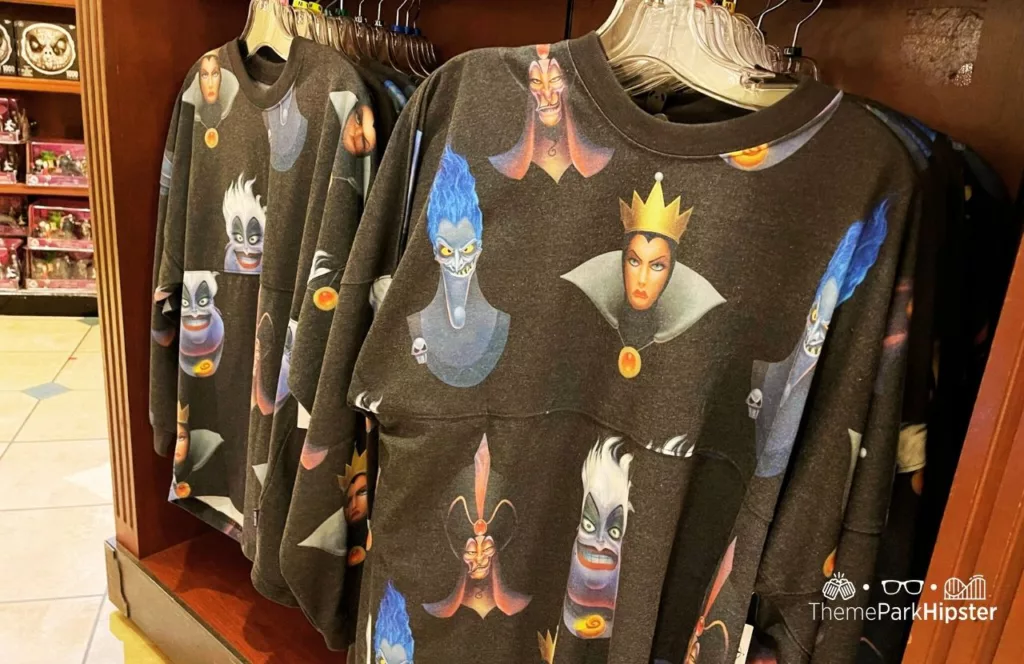Mickey's Not So Scary Halloween Party at Disney's Magic Kingdom Theme Park Merchandise Villains Spirit Jersey with Jafar, Hades, Evil Queen, and Ursula. Keep reading to know what to pack and what to wear to Disney World in August for your packing list.