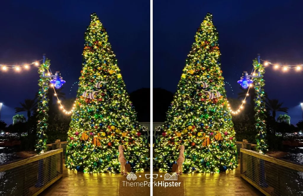 SeaWorld Orlando Christmas Celebration Holiday Tree at Night