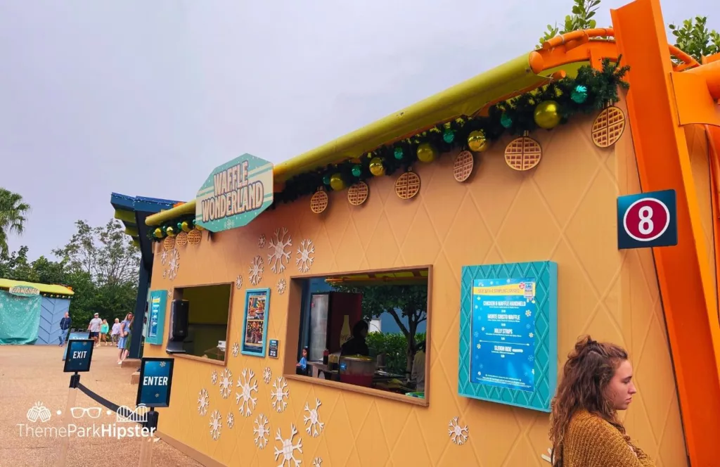 SeaWorld Orlando Christmas Celebration Waffle Wonderland. Keep reading to learn more about SeaWorld Orlando Christmas Celebration food.