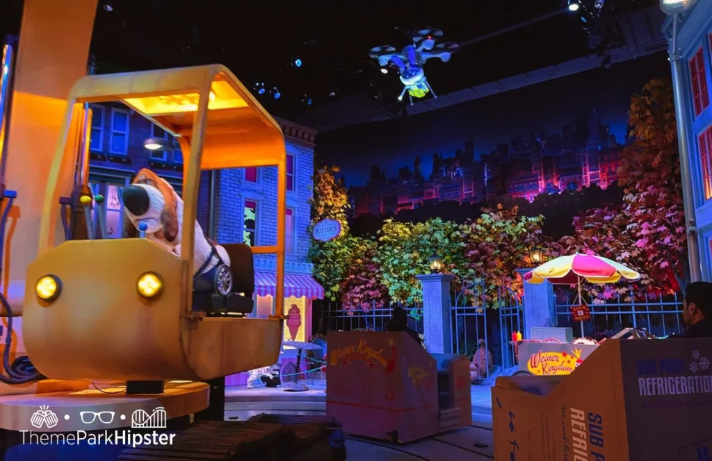 Universal Studios Hollywood Secret Life of Pets Ride park scene. Keep reading to find out more of the best Universal Studios Hollywood attractions for solo travelers.
