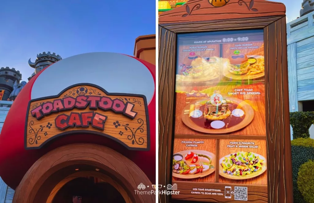 Universal Studios Hollywood Super Nintendo World Toadstool Cafe menu. Keep reading to get the best Universal Studios Hollywood Tips, Tricks and Secrets!