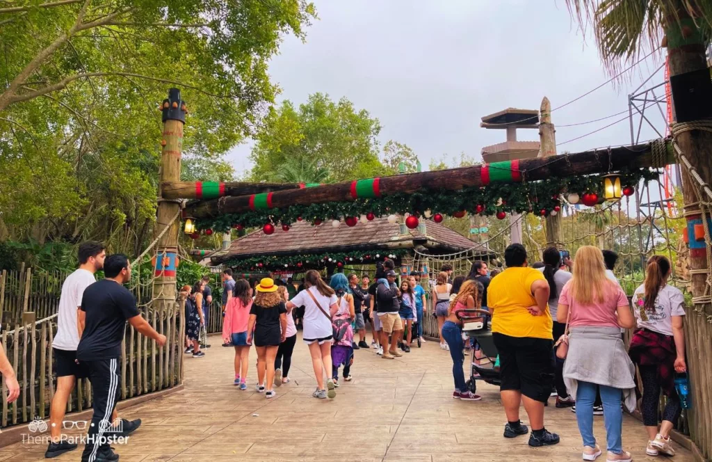 Busch Gardens Tampa Bay, with crowds of people walking within the themepark. Keep reading to find out more about the best hotels near Busch Gardens Tampa.