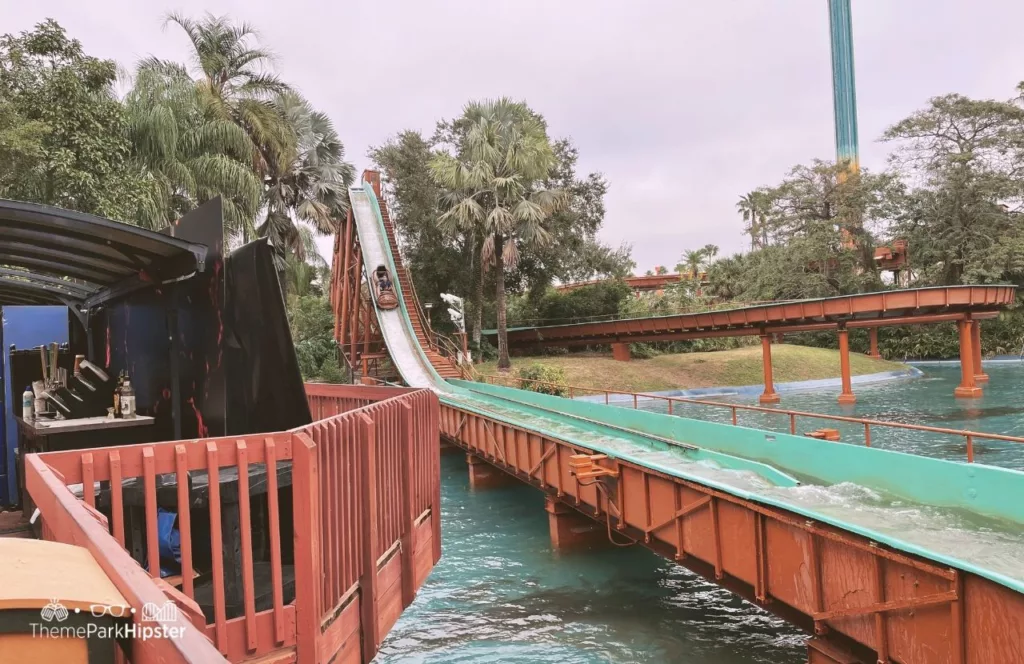 Busch Gardens Tampa Bay Christmas Town Stanley Flume Water Ride. One of the best things to do at Busch Gardens Tampa for adults.
