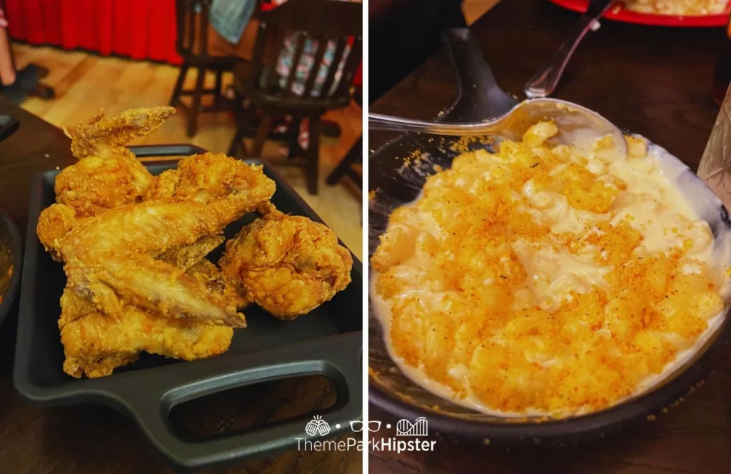 Disney Wilderness Lodge Resort Fried Chicken and Mac and Cheese at Hoop Dee Doo Musical Revue. Keep reading to learn how to do Thanksgiving Day Dinner at Disney World.