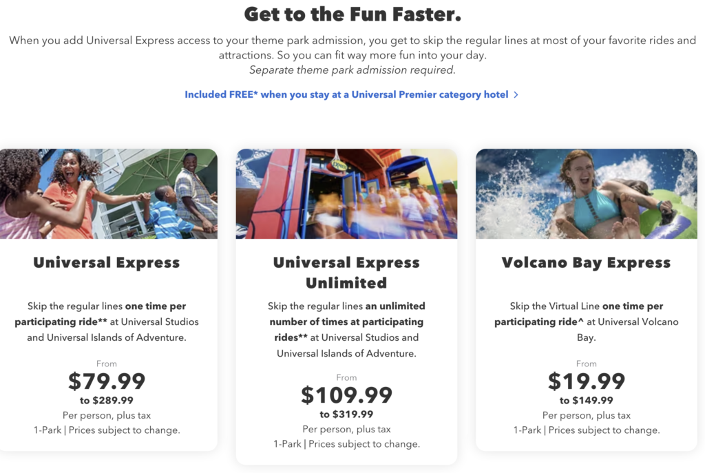 2024 Universal Orlando Express Pass Prices