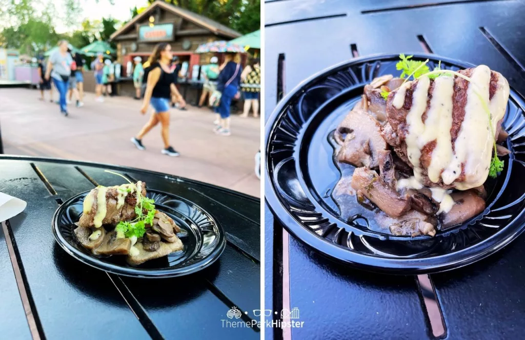 Epcot Food and Wine Festival at Disney World Steak with Truffle Mushroom in Canada Pavilion. Keep reading to learn more about the Epcot International Food and Wine Festival Menu.