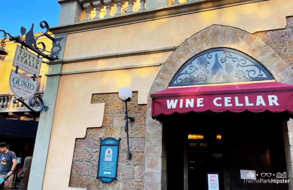 Epcot Italy Pavilion Tutto Italia and Tutto Gusto Restaurant Wine Cellar. One of the best places to stop on your epcot bar crawl.