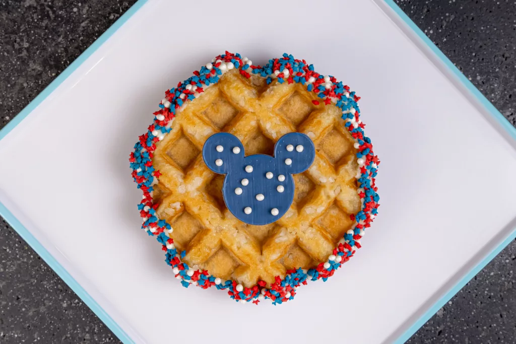 Celebrate Fourth of July at Walt Disney World with this Liege Waffle from Epcot Connections Cafe.