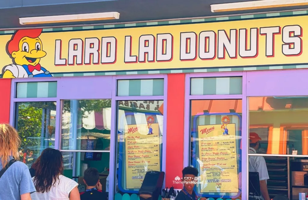 Universal Studios Orlando Florida Lard Lad Donuts Menu in Simpsons Land Springfield U.S.A