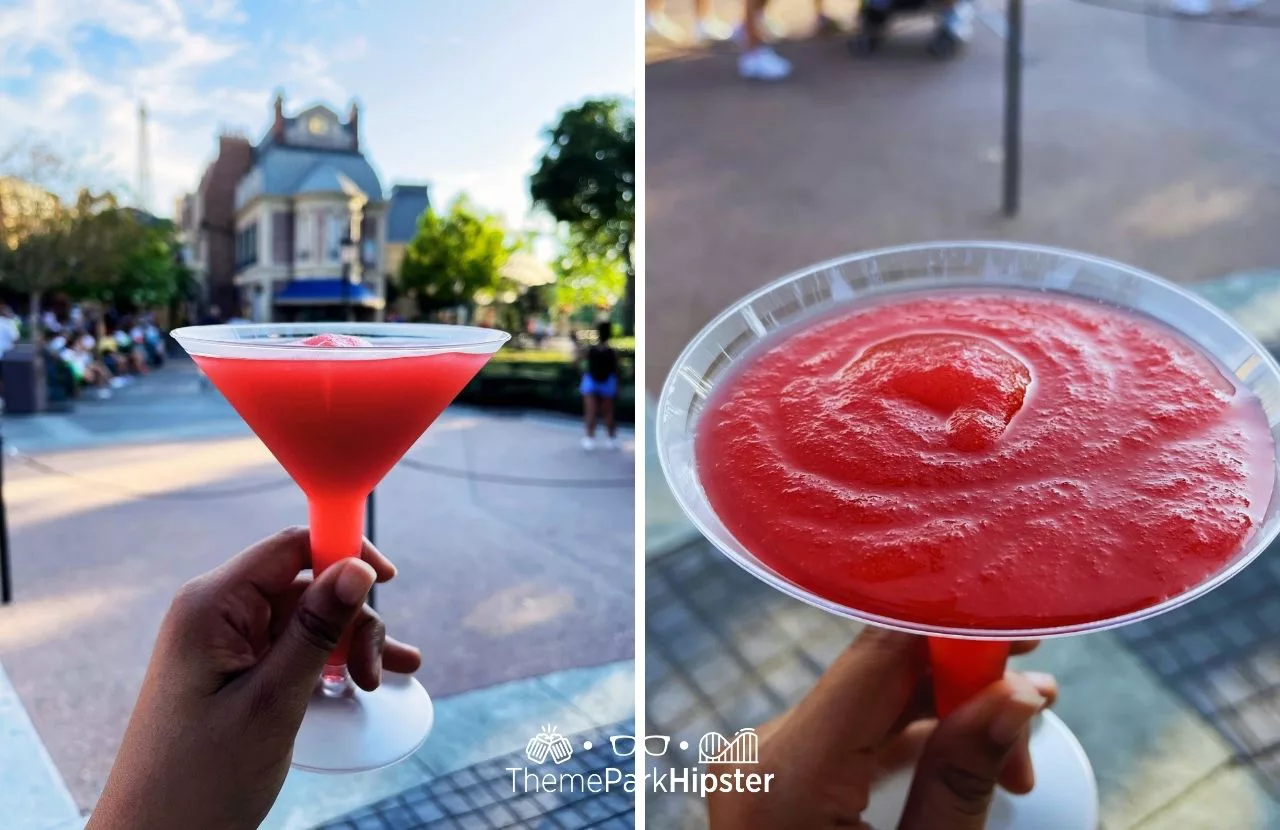 2024 Disney Epcot Drinking Around the World Tips. France Pavilion with with Frozen Strawberry Martini