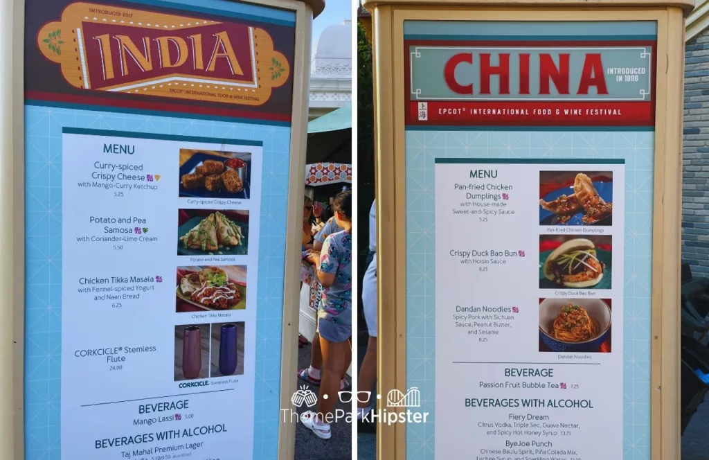 Epcot Food and Wine Festival at Disney India and China Menu