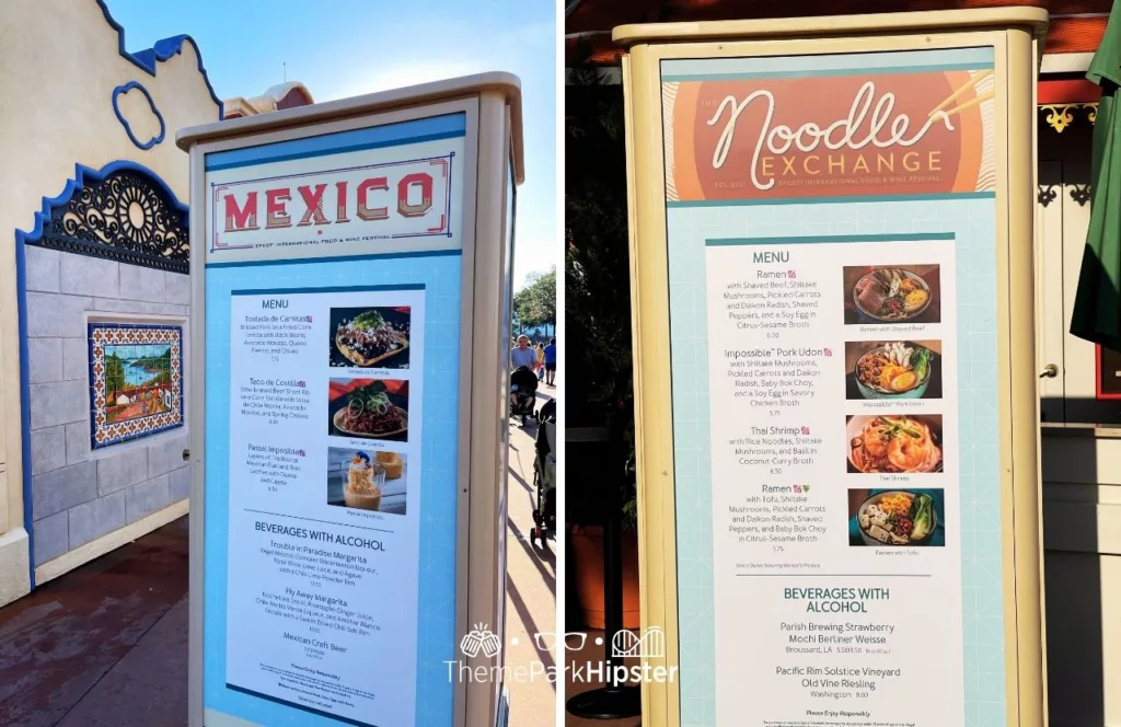 2024 Epcot Food and Wine Festival at Disney Mexico and Noodle Exchange Menu