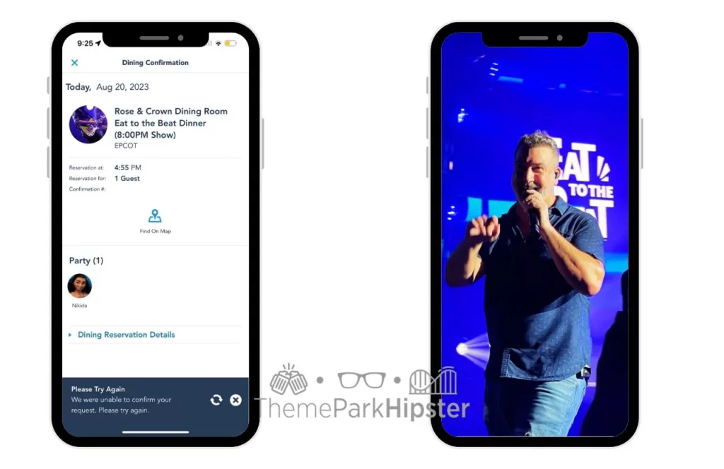 2024 Disney Eat to the Beat Dinner Purchase for Rose and Crown with Joey Fatone at Epcot Purchase on App