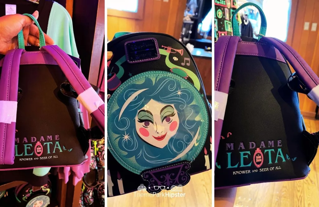 Disney Memento Mori Store Haunted Mansion Merchandise at Magic Kingdom Theme Park Madame Leota Loungefly Backpack Bag